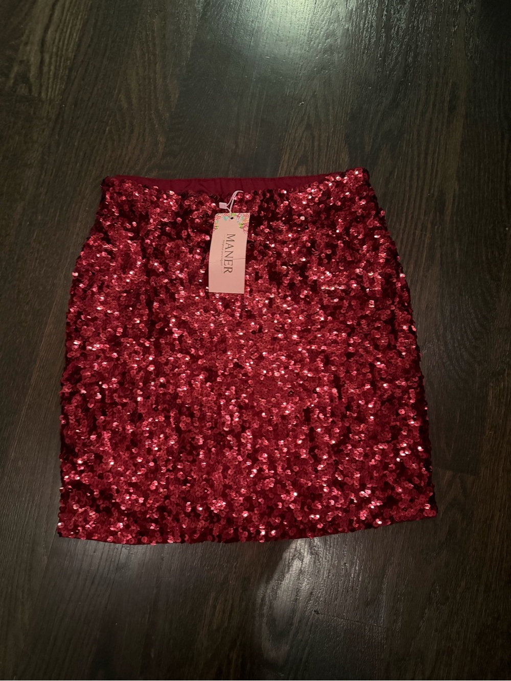 MANIER Red Sequin Mini Skirt